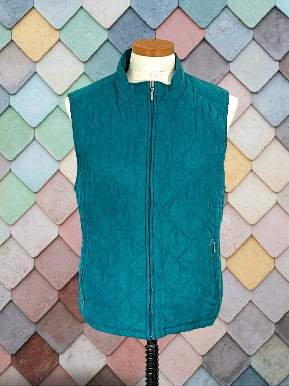 Croft & Barrow Teal Full Zip Quilted Vest SzXLPetite with Pockets - Picture 4 of 9